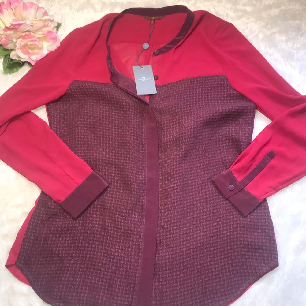 7 for all mankind button down silk shirt NWT